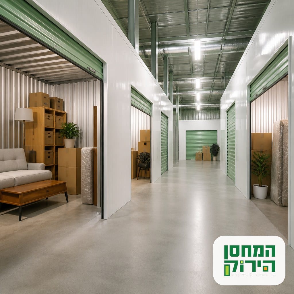 מסדרון מחסן רחב ומסודר עם גישה נוחה ליחידות אחסון