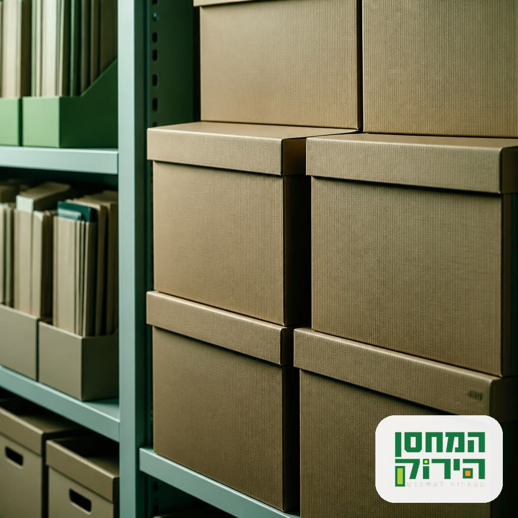 קופסאות ארכיב עסקי אטומות בתוך יחידת אחסון יבשה