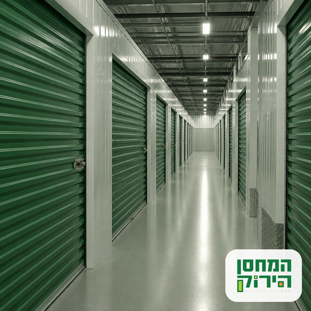 מסדרון מחסן אחסון נקי ומאובטח עם יחידות אחסון