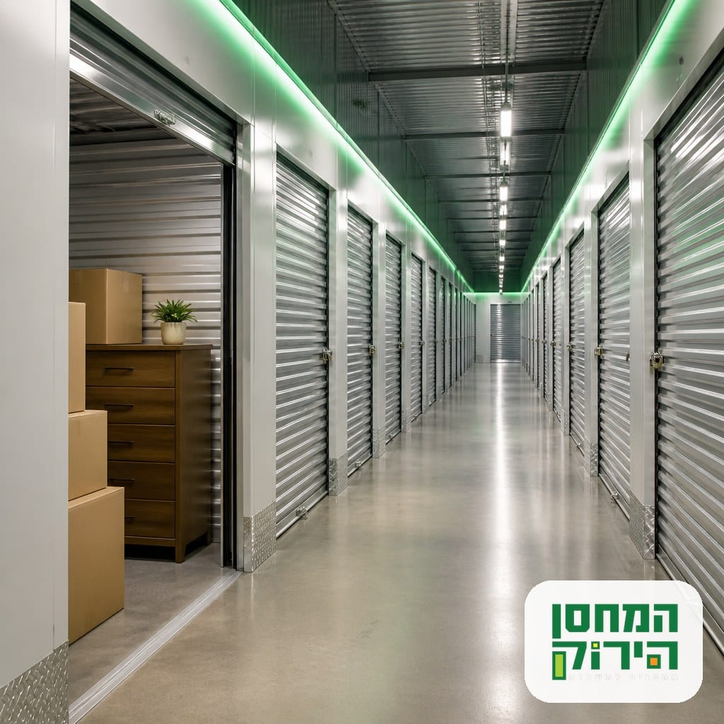 מתחם יחידות אחסון חיצוניות מאובטחות עם מסדרון ודלתות