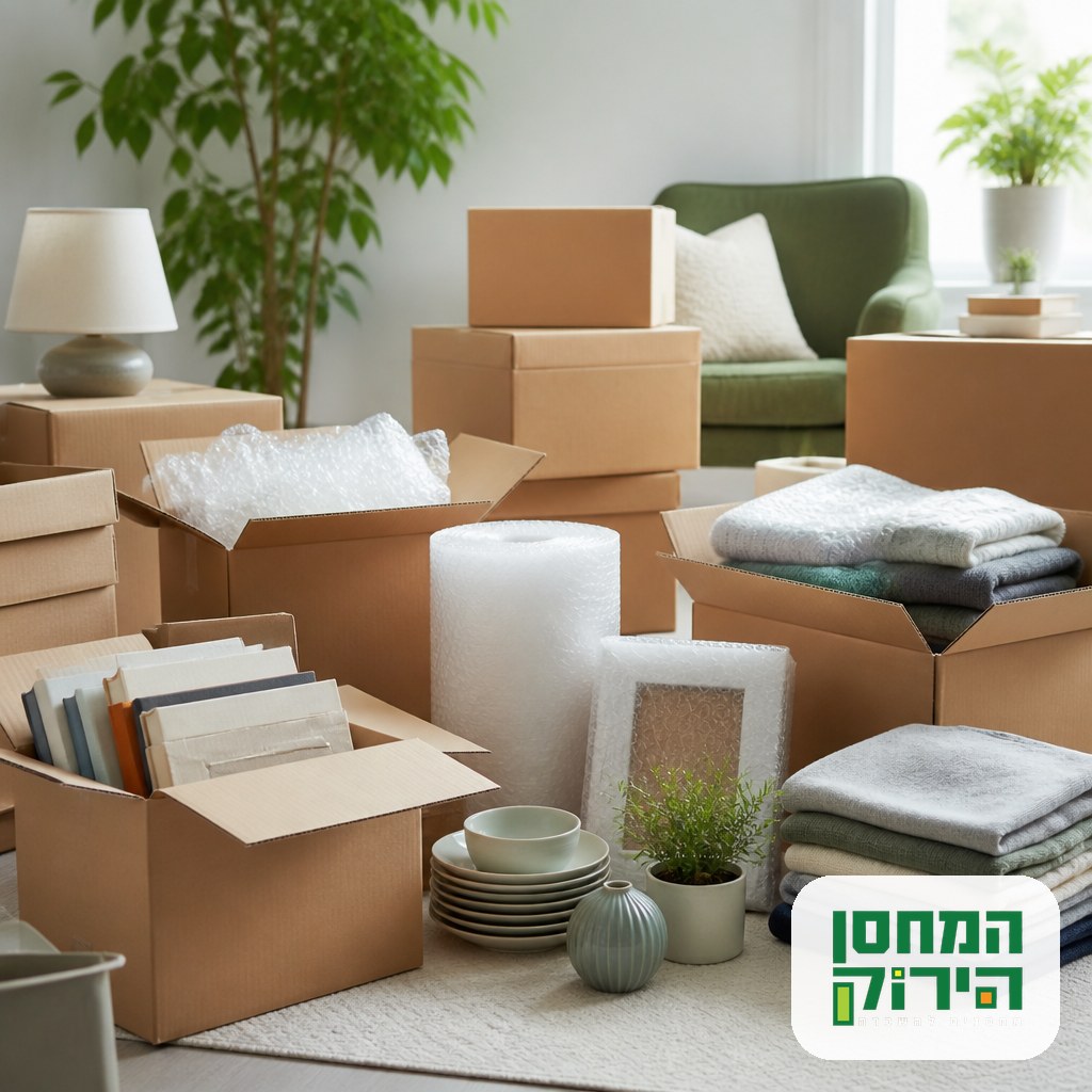 אריזת חפצים וארגזים מסודרים לאחסון לפני נסיעה לחו