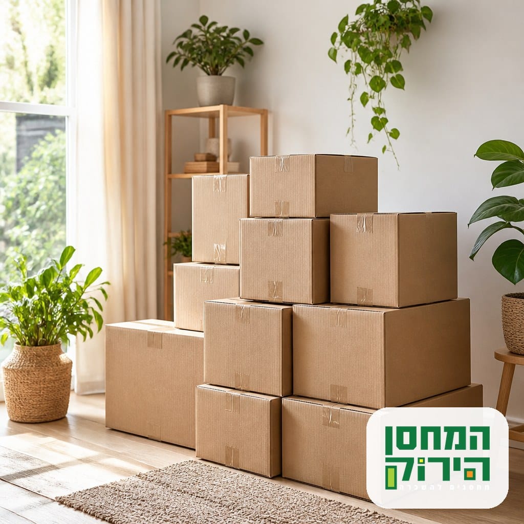 ארגזי קרטון ארוזים ומסומנים מוכנים להובלה ולאחסון
