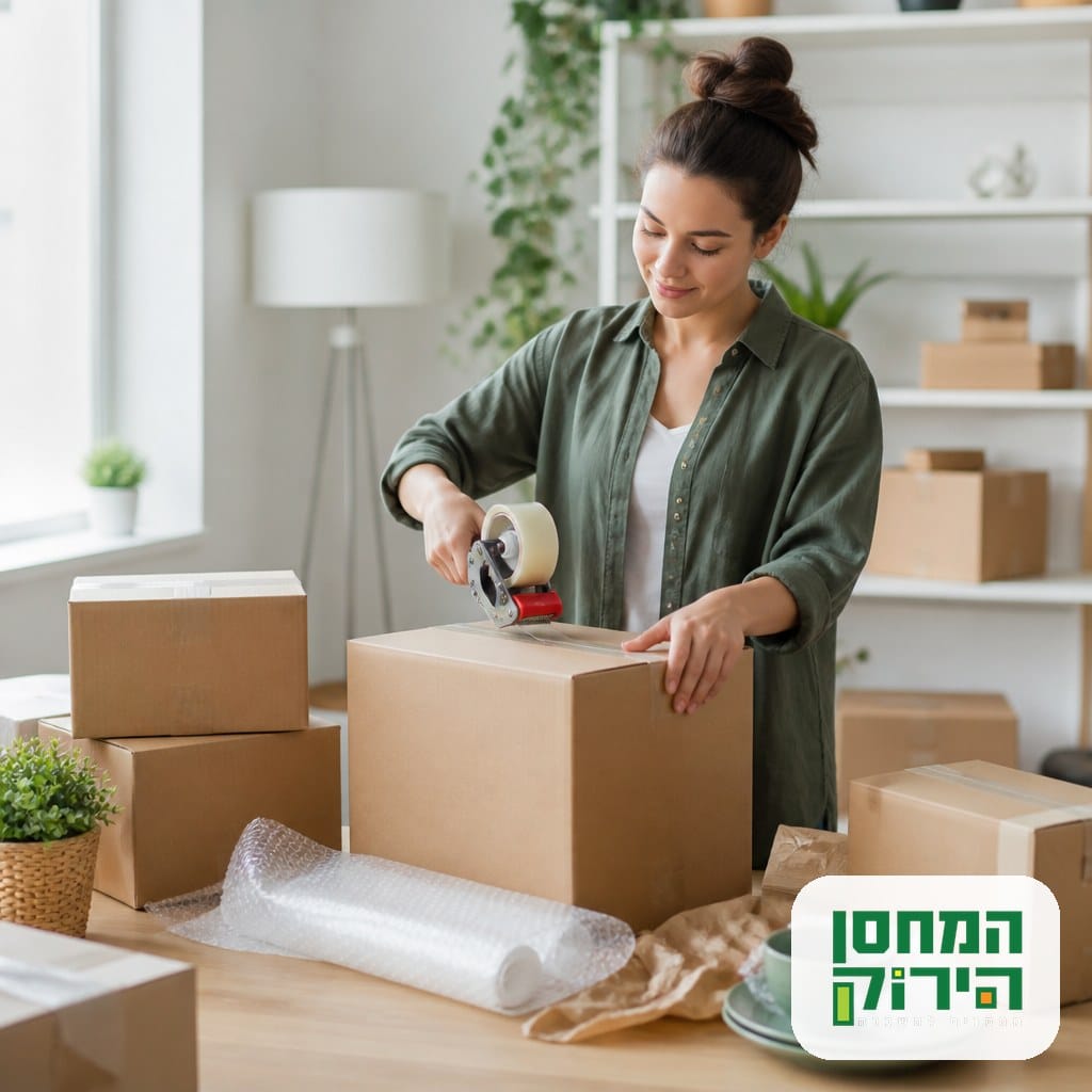 אריזה ותיוג קרטונים בהכנה לאחסון