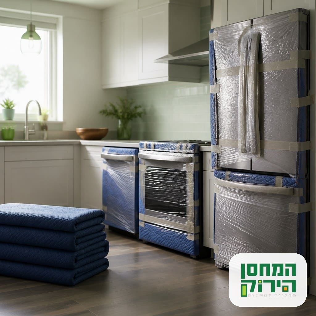 הכנת מוצרי חשמל במטבח לקראת הובלה ואחסון