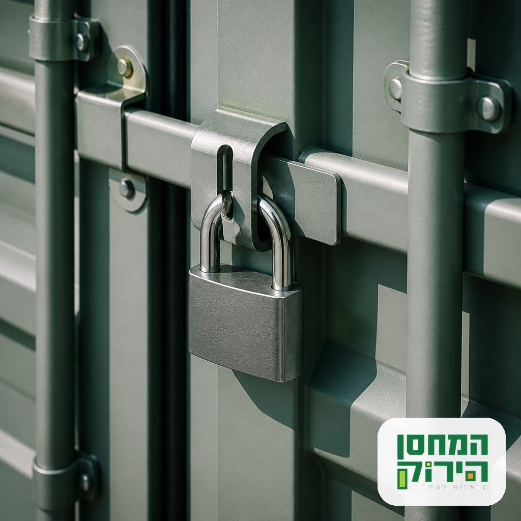 מנעול אבטחה על דלת מכולת אחסון מאובטחת