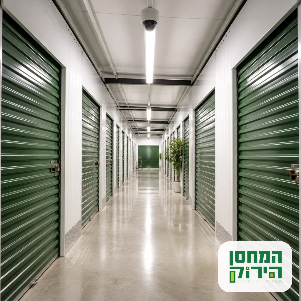 מסדרון במתחם מחסנים מאובטח ומתוחזק עם מצלמות אבטחה
