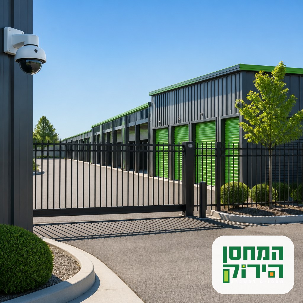 מחסן מאובטח להשכרה עם מצלמות במעגל סגור, גדר ובקרת כניסה במחסן הירוק