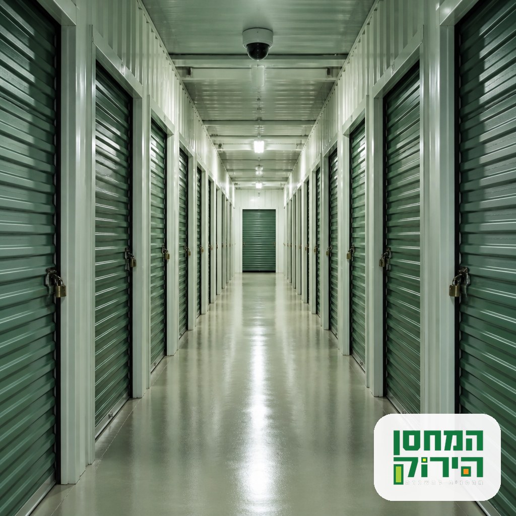 מסדרון מאובטח של יחידות אחסון אישיות עם מנעולים ומצלמות אבטחה
