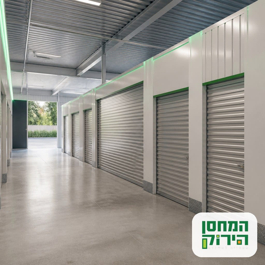 מסדרון מתקן אחסון עם יחידות אחסון בגדלים שונים