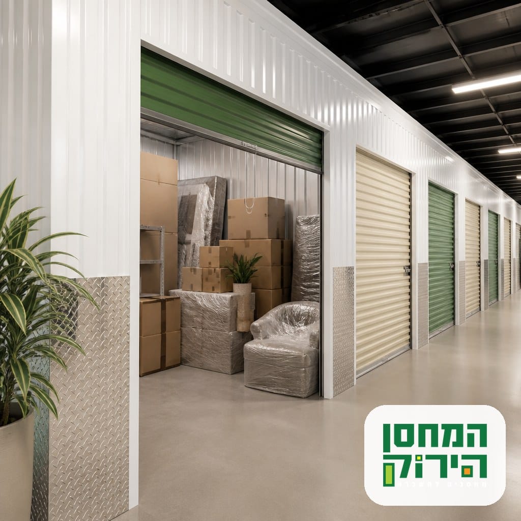 יחידות אחסון להשכרה במתחם המחסן הירוק — מחסנים מסודרים עם ארגזים וריהוט ארוז