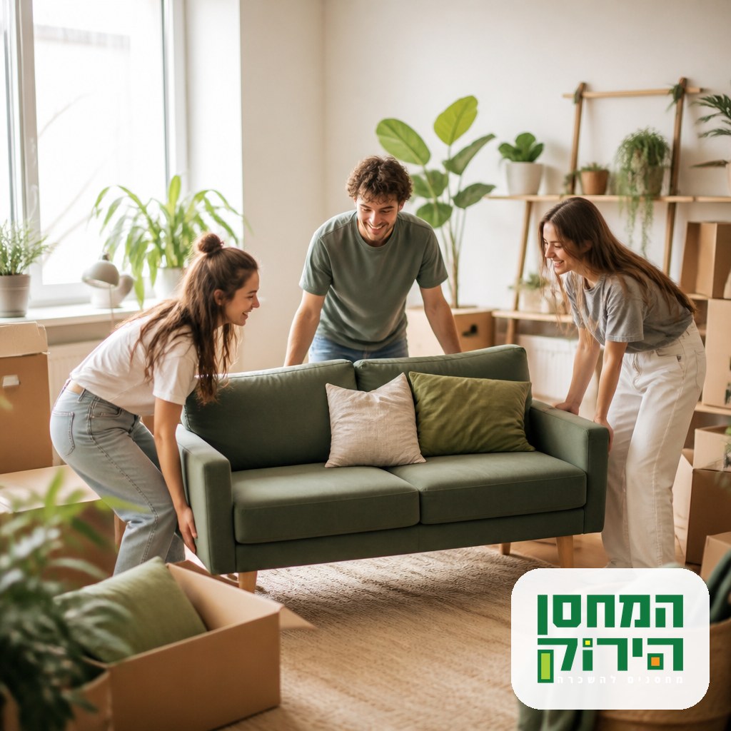 מגורים משותפים לסטודנטים: שותפים לדירה מסדרים את הסלון