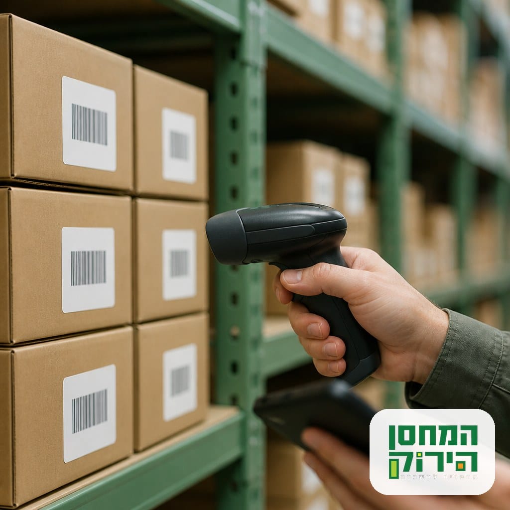 ניהול מלאי במחסן עם סורק ברקוד וקופסאות מסומנות