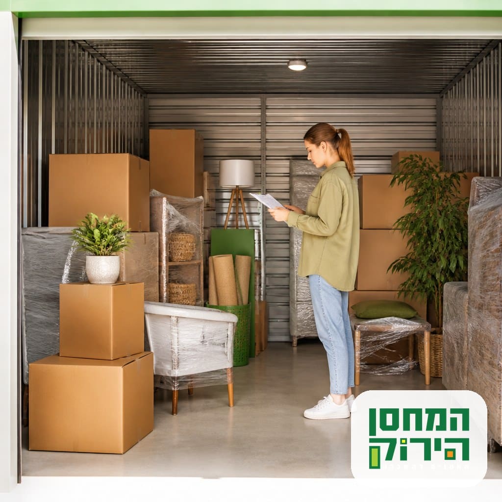 בחירת גודל יחידת אחסון עצמי: ארגזים מסומנים ורהיטים עטופים מסודרים בתוך מחסן
