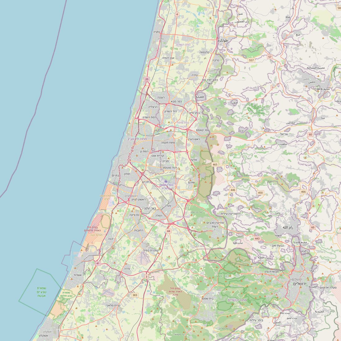 מפת סניפי המחסן הירוק: תל אביב פלורנטין וקיבוץ גלויות, יקום וקריית ענבים