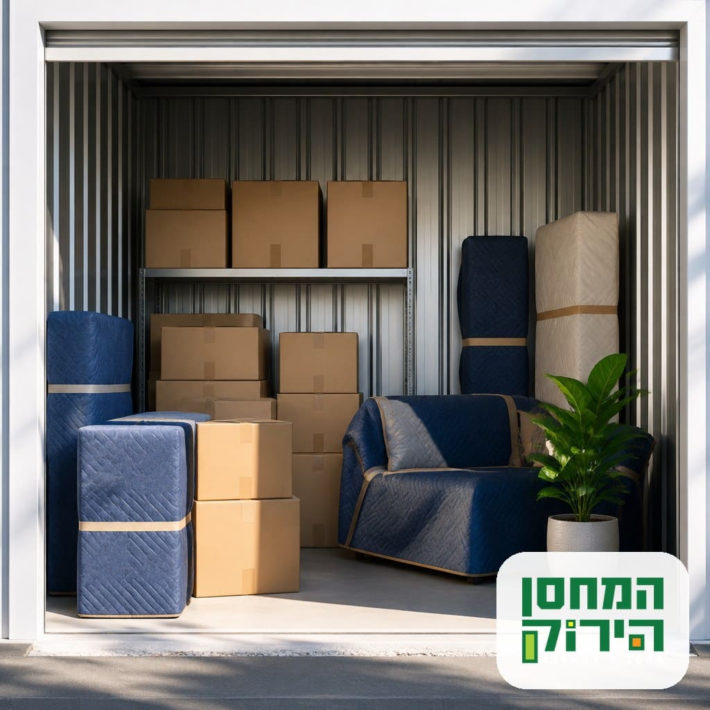 יחידת אחסון סגורה עם ארגזים וריהוט מכוסה, אחסון בזמן גירושין בכתובת ניטרלית