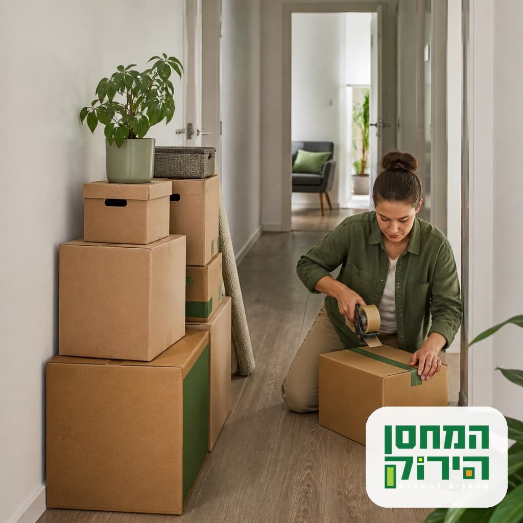 ארגזים מסומנים ארוזים בדירה לקראת הוצאת תכולה עודפת