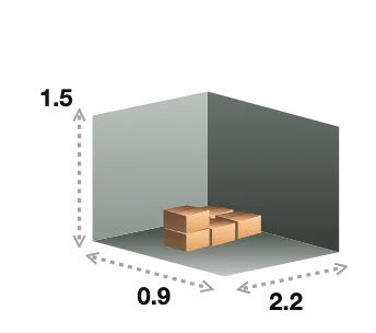 איור יחידת אחסון EXTRA SMALL בקריית ענבים, 0.9 × 2.2 × 1.5 מטר, כ-35 ארגזים